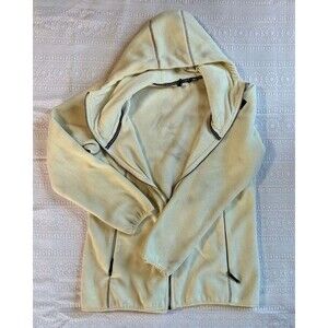 Icepeak Fleece 44 M L Cream Full Zip Hooded Outdoor Pullover Stained AS IS